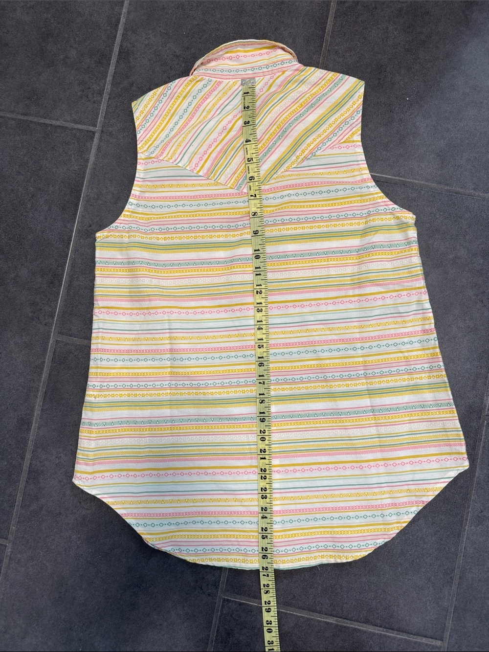 Ariat Jasmine Shirt Sleeveless Striped Button-Front Top in Yellow - Picture 7 of 11